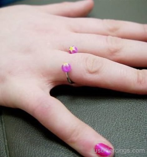 Pink Barbell Finger Ring Hand Piercing-JP1153
