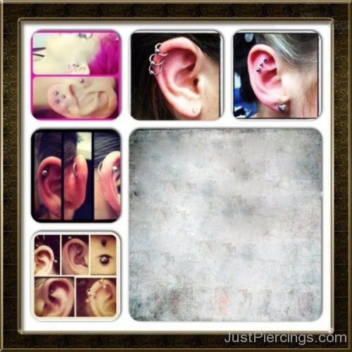 Triple Helix Piercing Outer Conch And Lobe Piercing-JP1125