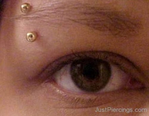 Vertical Eyebrow Piercing With Surgical Gold Barbell-JP1347